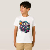 T-shirt cool de basket-ball Bunny pour enfants (Devant entier)