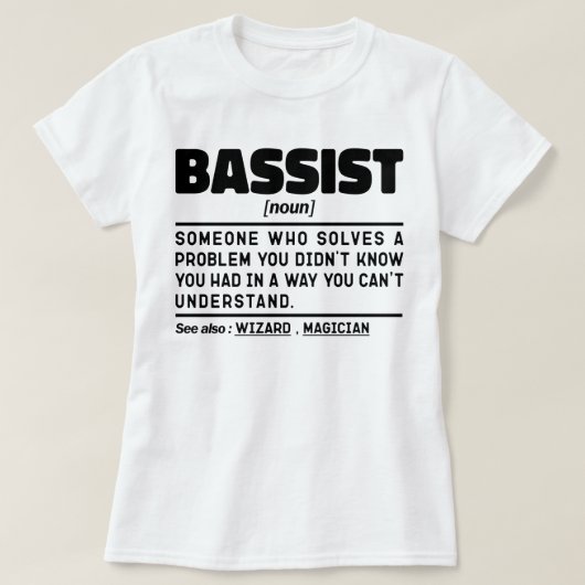 T-shirt Cool de guitare basse basse définition de Baid Nou (Design devant)
