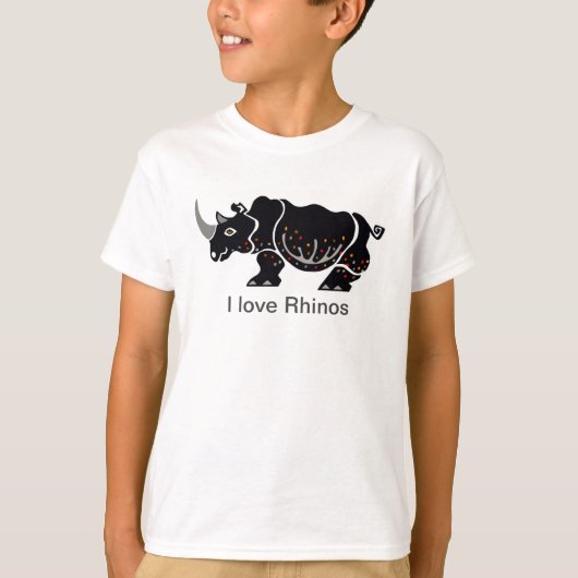 T-shirt Cool de la faune J'aime RHINOS - Nature- Garçons T (Devant)