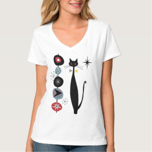 T-shirt Cool de l'ère atomique rétro Chat noir Chat MCM