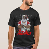 T-shirt Cool de pyjama de Noël afro-américain Père Noël No (Devant)