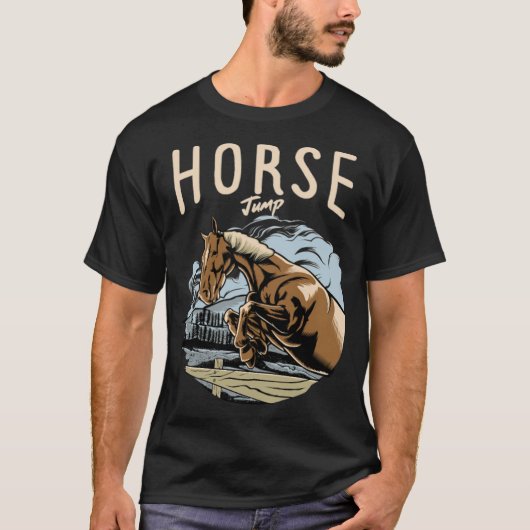 T-shirt cool de rodéo saut à cheval (Devant)