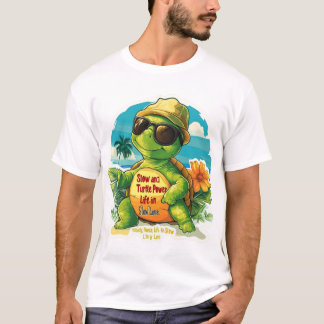 T-shirt cool de tortue caricaturale - "Slow and St