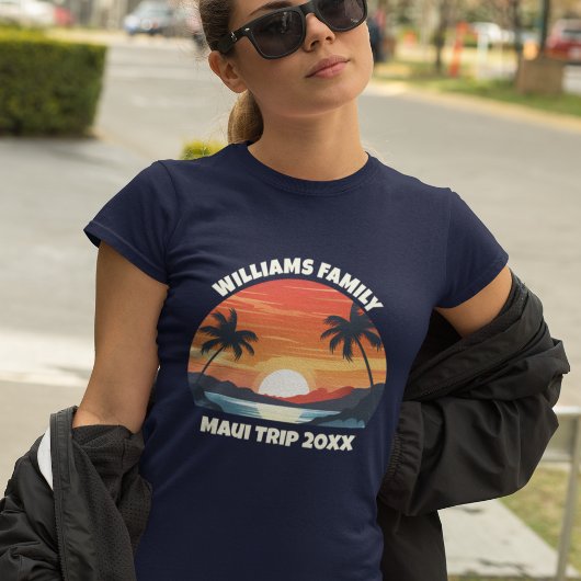 T-shirt Cool de voyage sur mesure Sunrise Palm Tree femmes