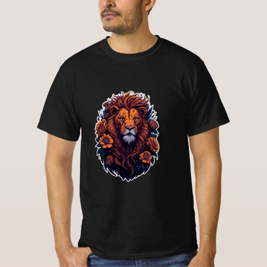 T-shirt cool décontracté avec "Ferocie Design Lion" (Devant)