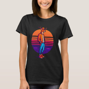 T-shirt Cool Deer Style urbain moderne Sunset Art rétro
