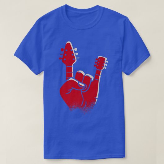 T-shirt Cool Devil HornsDevil HandHeavy Rock n Roll Guitar (Design devant)