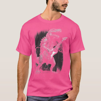 T-shirt Cool Dinosaur Guitare Jouer Gif Électrique Acousti