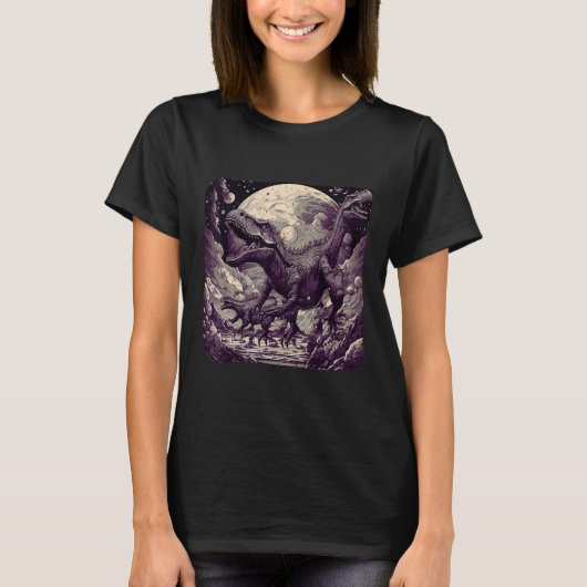 T-shirt Cool Dinosaurs Space Graphic Fantasy Art (Devant)