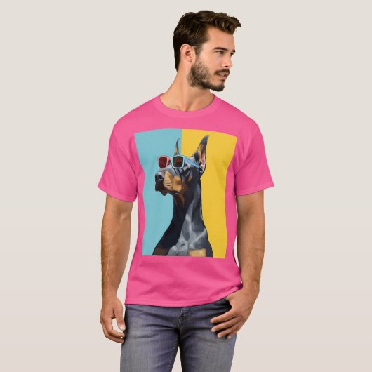 T-shirt Cool Doberman with sunglasses (Devant entier)