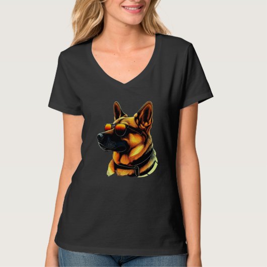 T-shirt Cool Dog Face with Sunglasses (Devant)