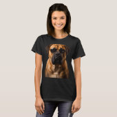 T-shirt Cool Dog Sungles Bullmastiff Funny Look  (Devant entier)