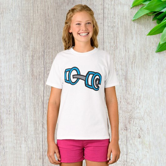 T-shirt Cool Dumbbell Fitness Blue and Grey Graphisme