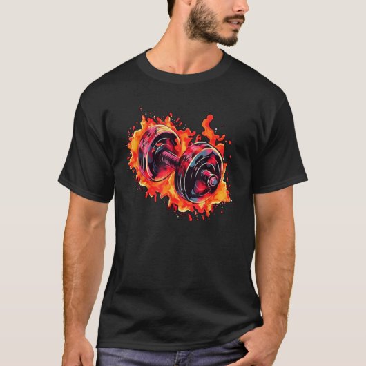 T-shirt Cool Dumbbell with Flames for burning Training (Devant)