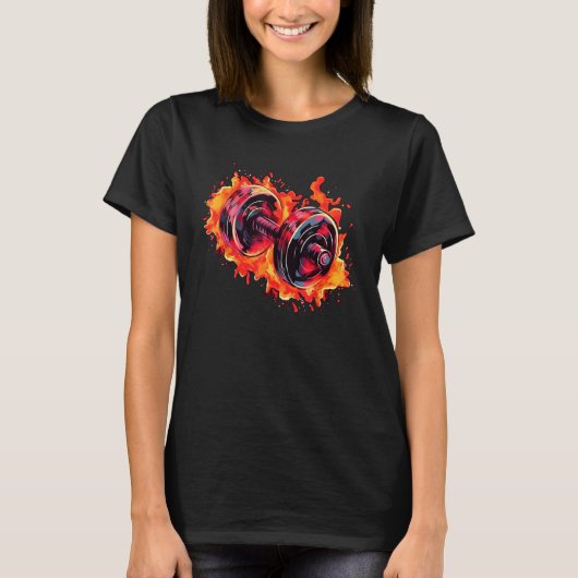 T-shirt Cool Dumbbell with Flames for burning Training (Devant)