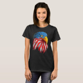 T-shirt Cool Eagle Head 4 juillet American Us Flag Part (Devant entier)