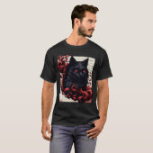 T-shirt Cool Éffrayant Art Abstrait noir Chat Demon T-Shir (Devant entier)