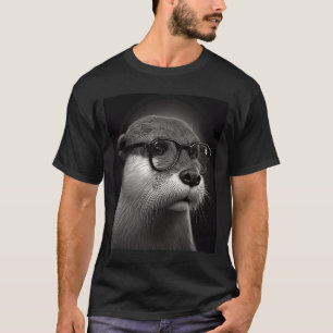 T-shirt Cool esthétique Otter Head Cool Otter avec verre s