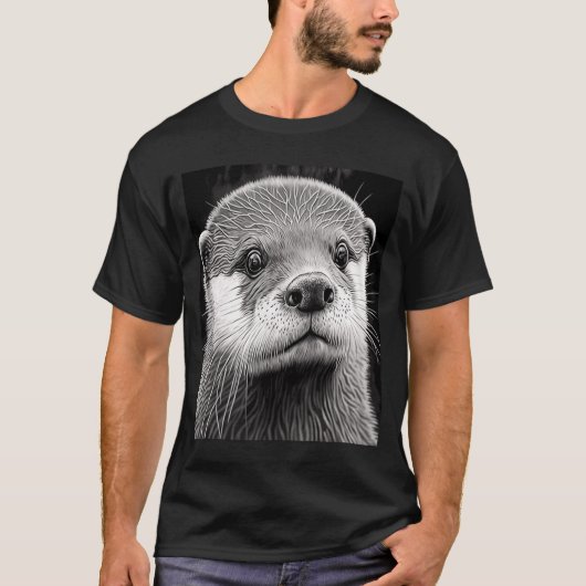 T-shirt Cool esthétique Otter Head Peint Mer Otter Face (Devant)