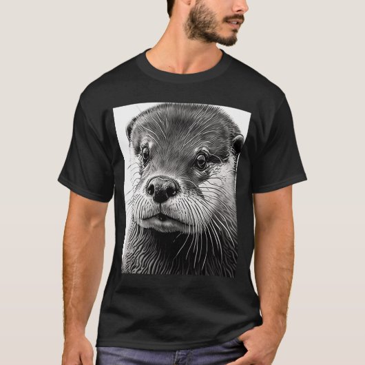 T-shirt Cool esthétique Otter Head Peint Mer Otter Face (Devant)
