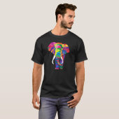 T-shirt Cool Et Animaux Colorés Éléphants (Devant entier)