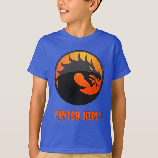 T-shirt Cool Fire Dragon MK Combattre Videogame Terminer (Devant)