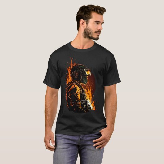 T-shirt Cool Fire Welder Worker (Devant entier)