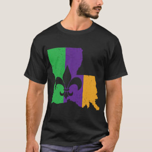 T-shirt Cool Fleur De Lis Mardi Carte de Louisiana Mardi G