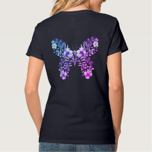 T-shirt Cool Floral Papillon Design Monogramme Chemise V-C