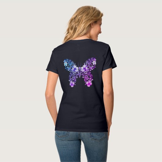 T-shirt Cool Floral Papillon Design Monogramme Chemise V-C (Dos entier)