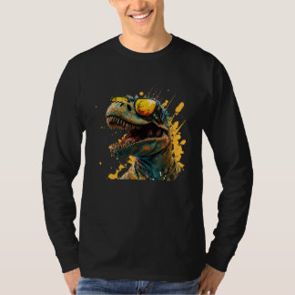 T-shirt Cool fun dinosaur raptor with sunglasses  4