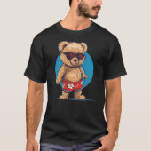 T-shirt Cool Fun Teddy Bear in swimming trunks and Sunglas (Devant)