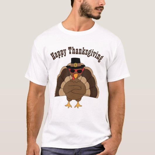 T-shirt Cool fun turkey Bon thanksgiving texte personnalis (Devant)
