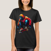 T-shirt Cool Funky Gorilla Skateboard Illustration Art (Devant)