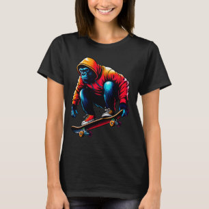 T-shirt Cool Funky Gorilla Skateboard Illustration Art