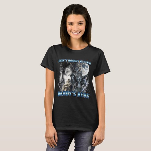 T-shirt Cool Funny Alpha Wolf Meme Don't Worry Kitten Dadd (Devant entier)