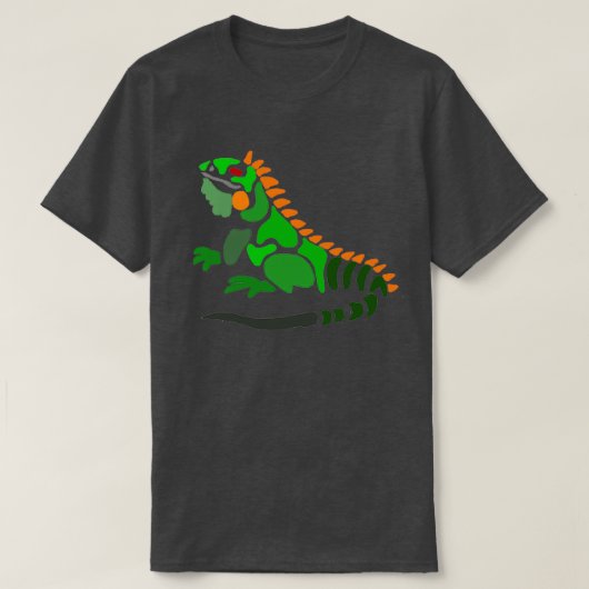 T-shirt Cool Funny Artsy Green Iguana Art Abstrait (Design devant)