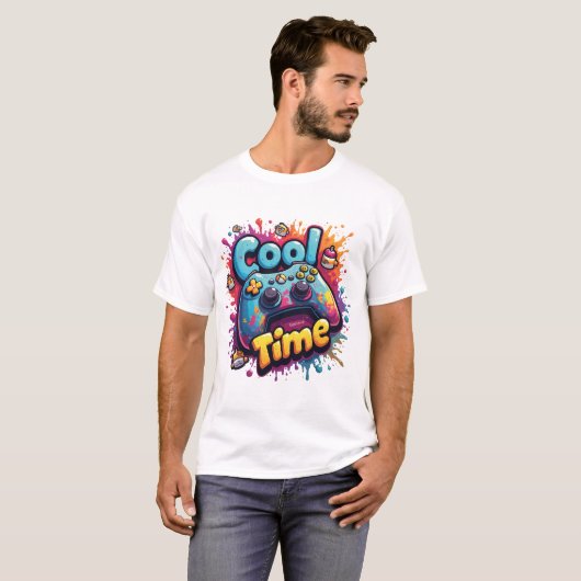 T-shirt Cool Game Time – Graffiti Gamer Splash Tee (Devant entier)