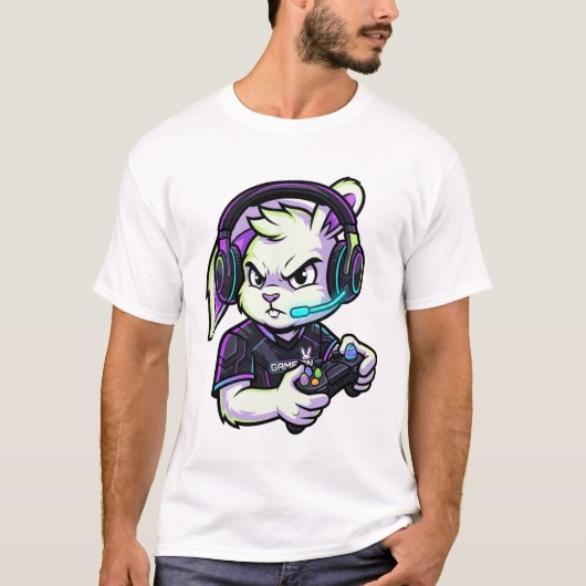 T-Shirt Cool Gamer Bunny (Devant)