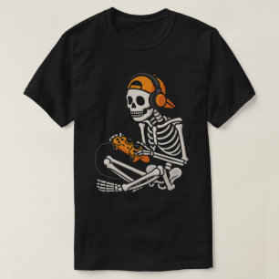 T-shirt Cool Gamer Skeleton avec casque - Jeu amusant