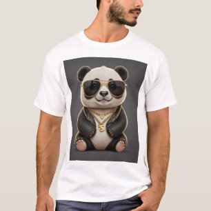 T-shirt Cool, Gangsta Panda Portant Une Chaîne D'Or