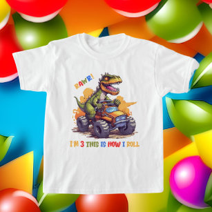 T-shirt cool garçons 3e anniversaire dinosaure préhistoriq