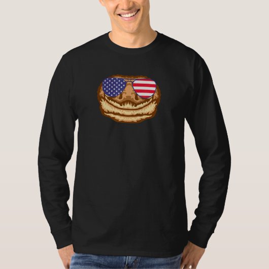 T-shirt Cool Gecko Portant un drapeau américain Lunettes d (Devant)