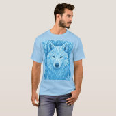 T-shirt Cool Geometric Blue Wolf Low Poly Graphic All Over (Devant entier)