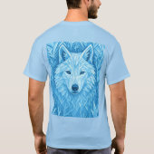 T-shirt Cool Geometric Blue Wolf Low Poly Graphic All Over (Dos)
