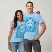 T-shirt Cool Geometric Blue Wolf Low Poly Graphic All Over (Unisexe)