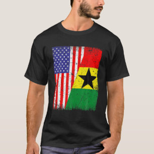 T-shirt Cool Ghana Flag USA American Flag Patriotic
