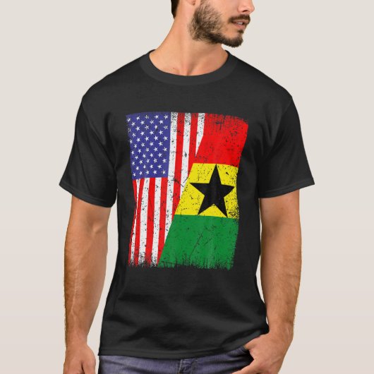 T-shirt Cool Ghana Flag USA American Flag Patriotic (Devant)