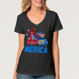T-shirt Cool Gnome Patriotic Truck Drapeau Américain 4e De