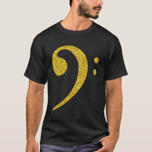 T-shirt Cool Gold Bass Guitare F Clé Clé